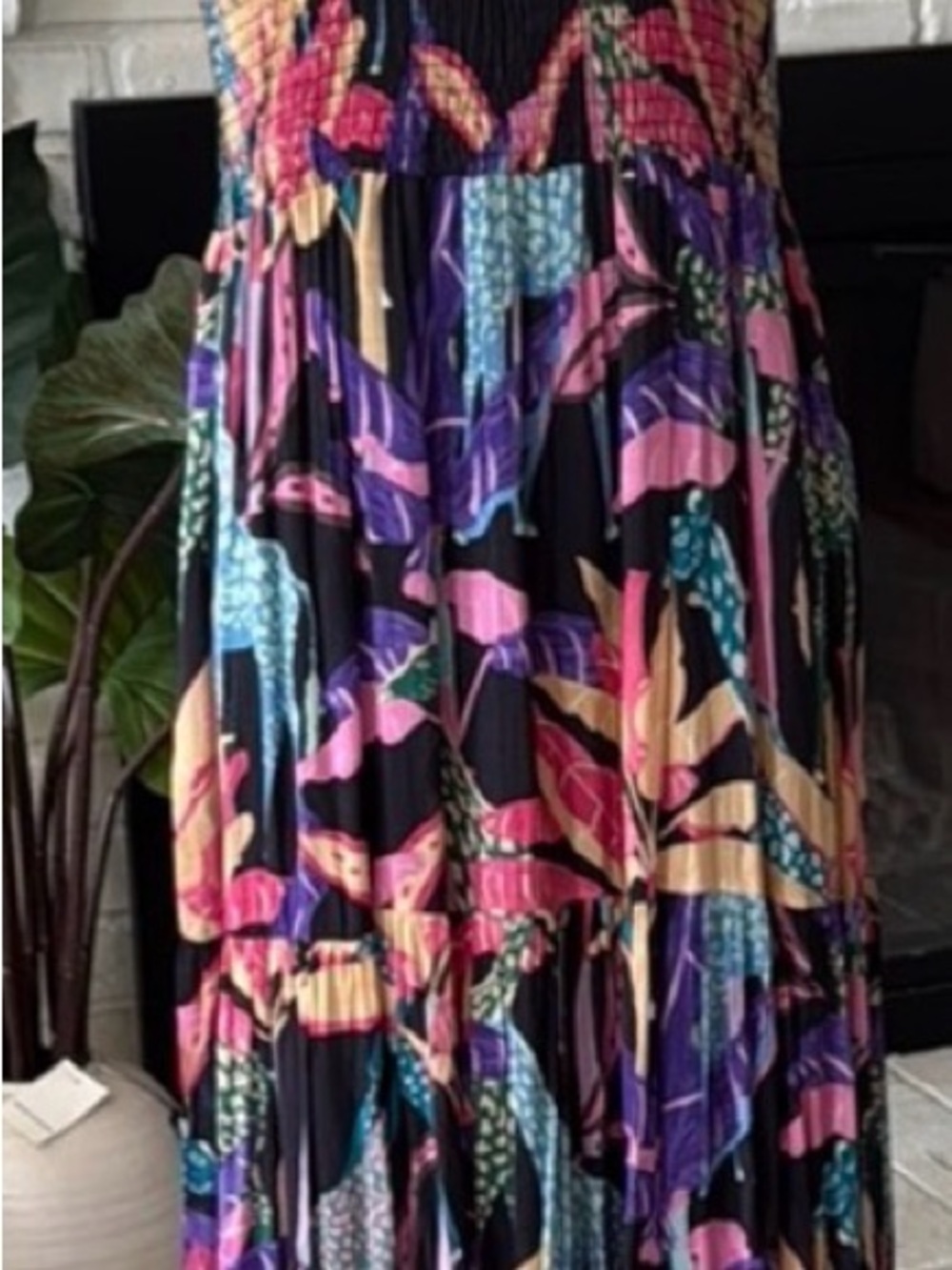 Oliphant Smocked Maxi Dress in Kruger Black, Size Medium